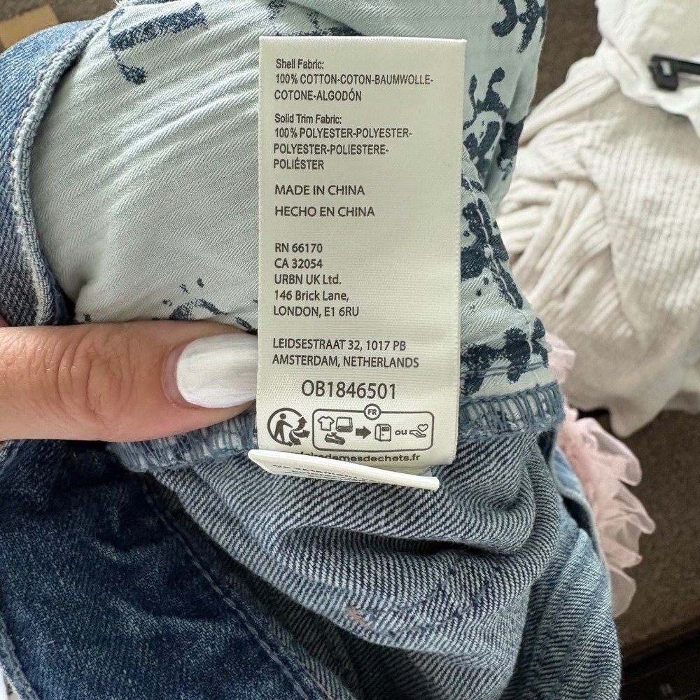 Free People We The Free Pirouette Pink Tiered Tulle Overlay Jeans Blue 28 - Picture 11 of 11